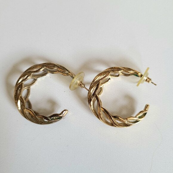 Butler large gold tone loops earrings. - Picture 2 of 6